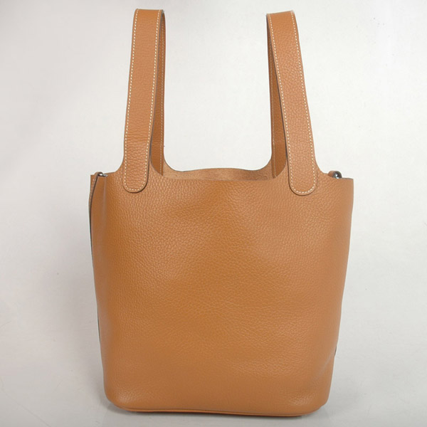 Hermes 1048C picotan MM Bag in pelle clemence a Camel